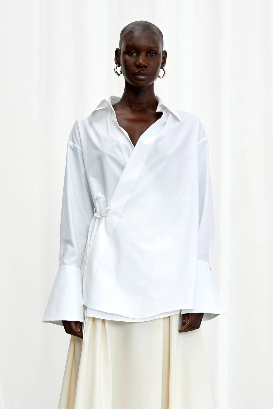 Love Revisited Shirt, white cotton wrap shirt