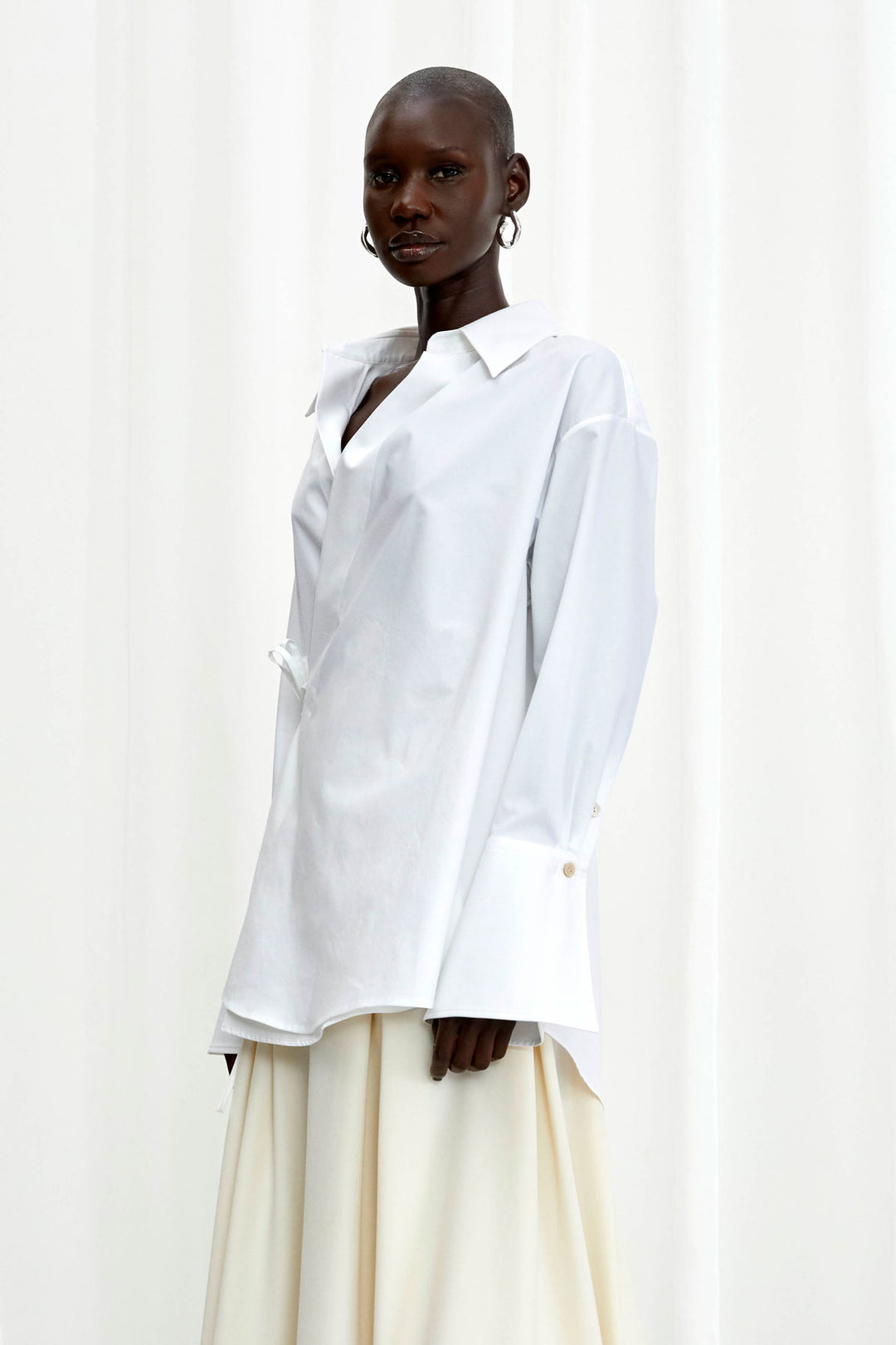 Love Revisited Shirt, white cotton wrap shirt