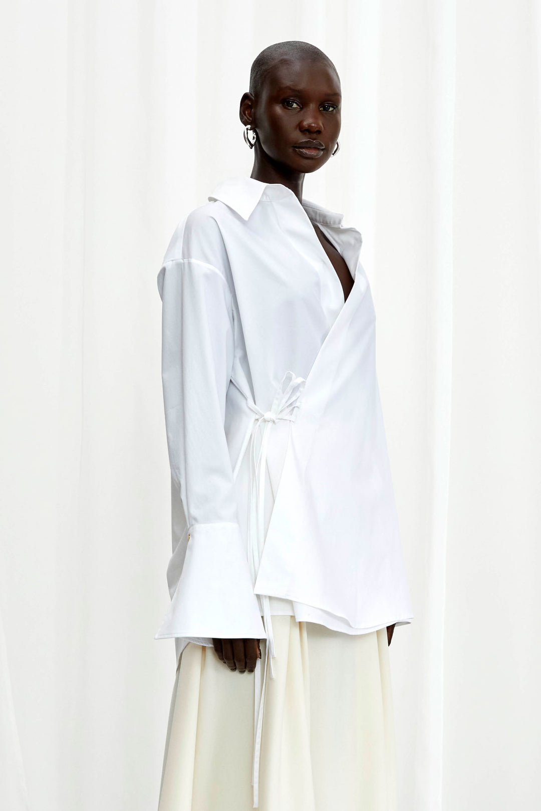 Love Revisited Shirt, white cotton wrap shirt