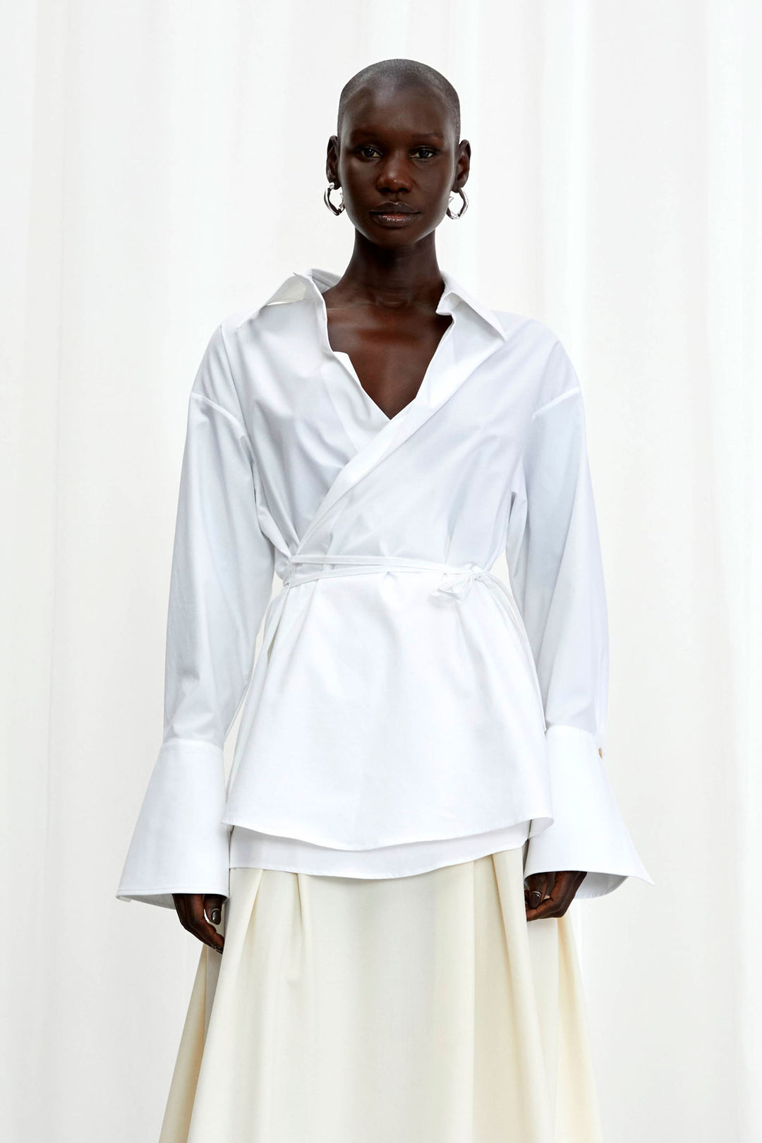 Love Revisited Shirt, white cotton wrap shirt