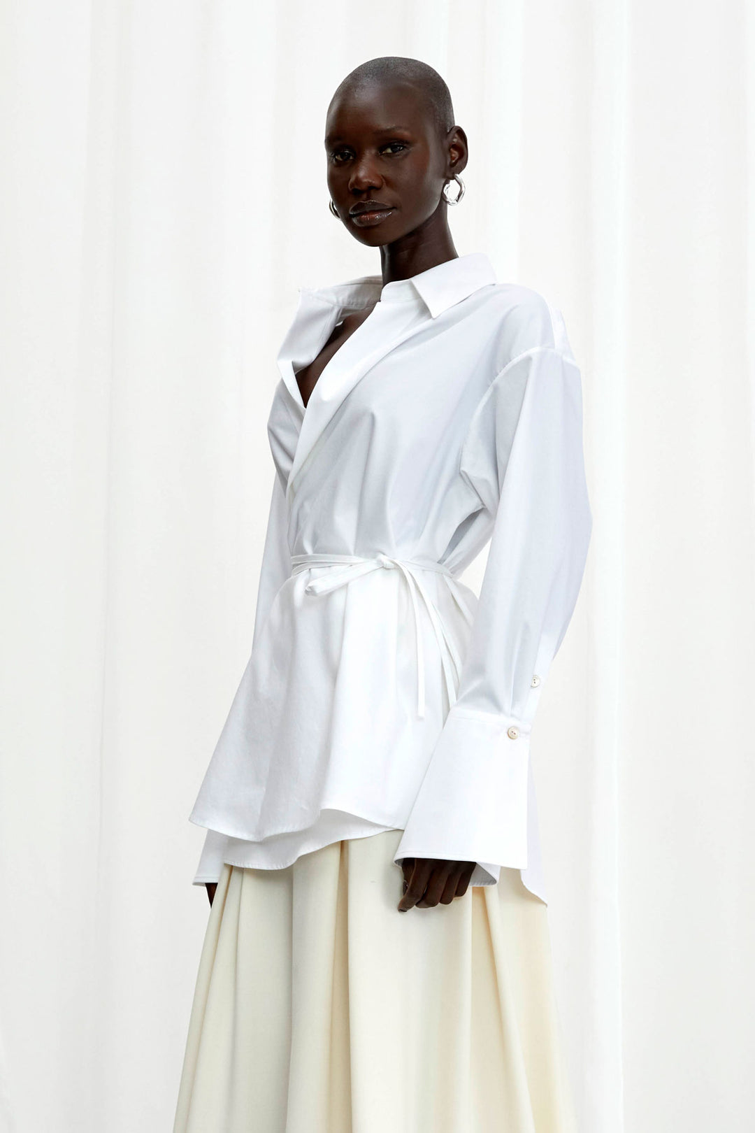 Love Revisited Shirt, white cotton wrap shirt