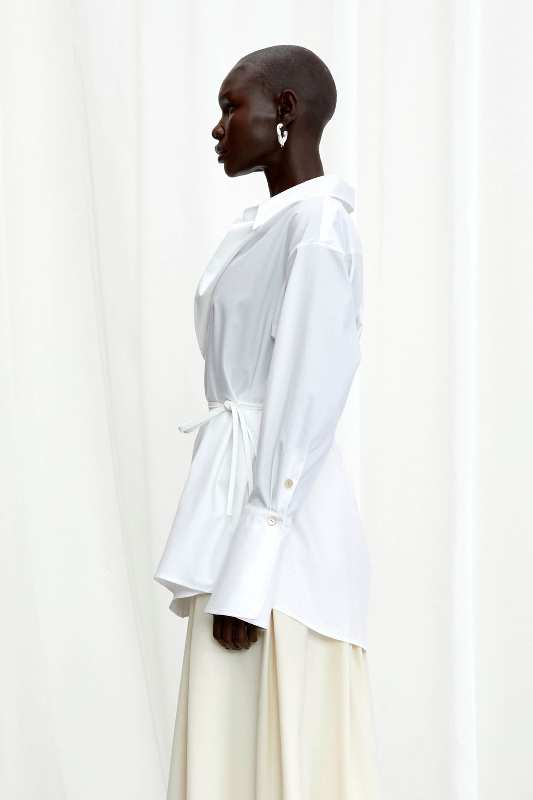 Love Revisited Shirt, white cotton wrap shirt