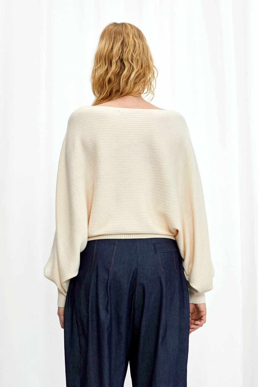 Hazy Jumper, cream draped knit top