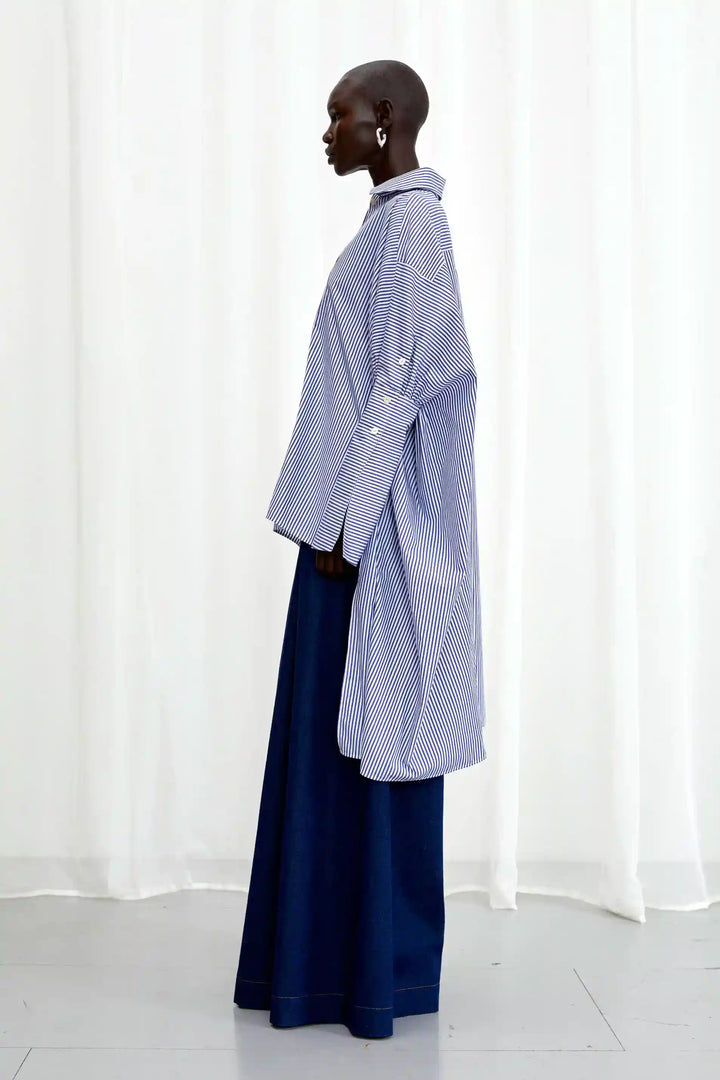 Emotive Shirt, blue striped cotton oversized shirt