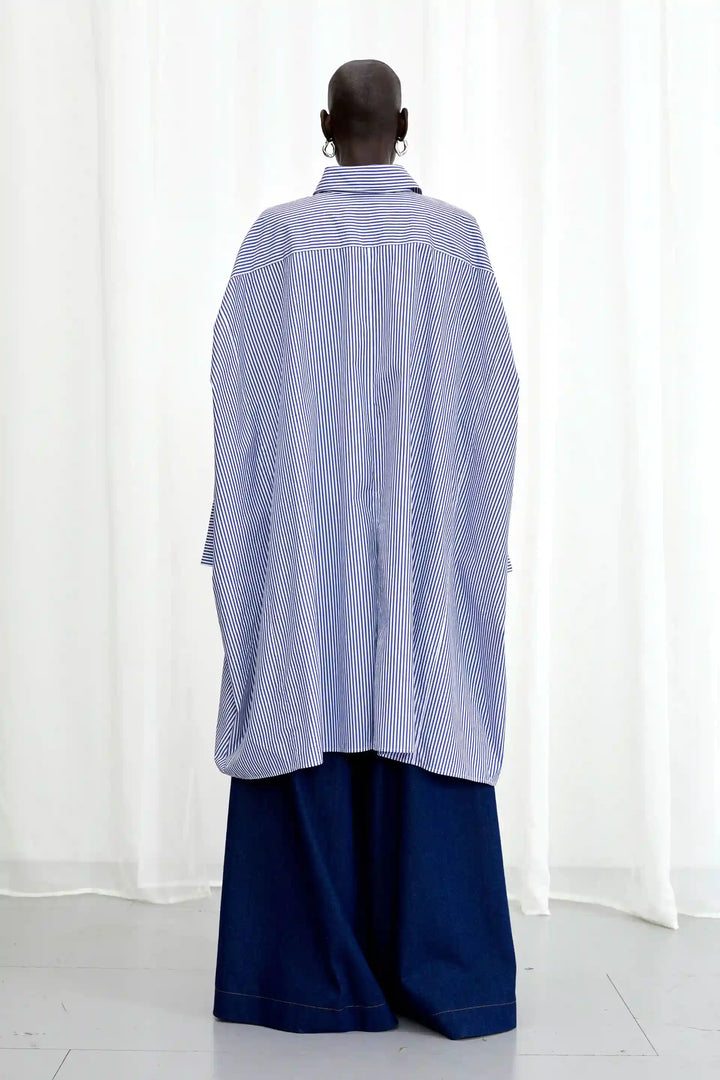 Emotive Shirt, blue striped cotton oversized shirt