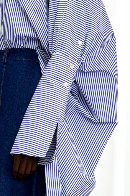 Emotive Shirt, blue striped cotton oversized shirt