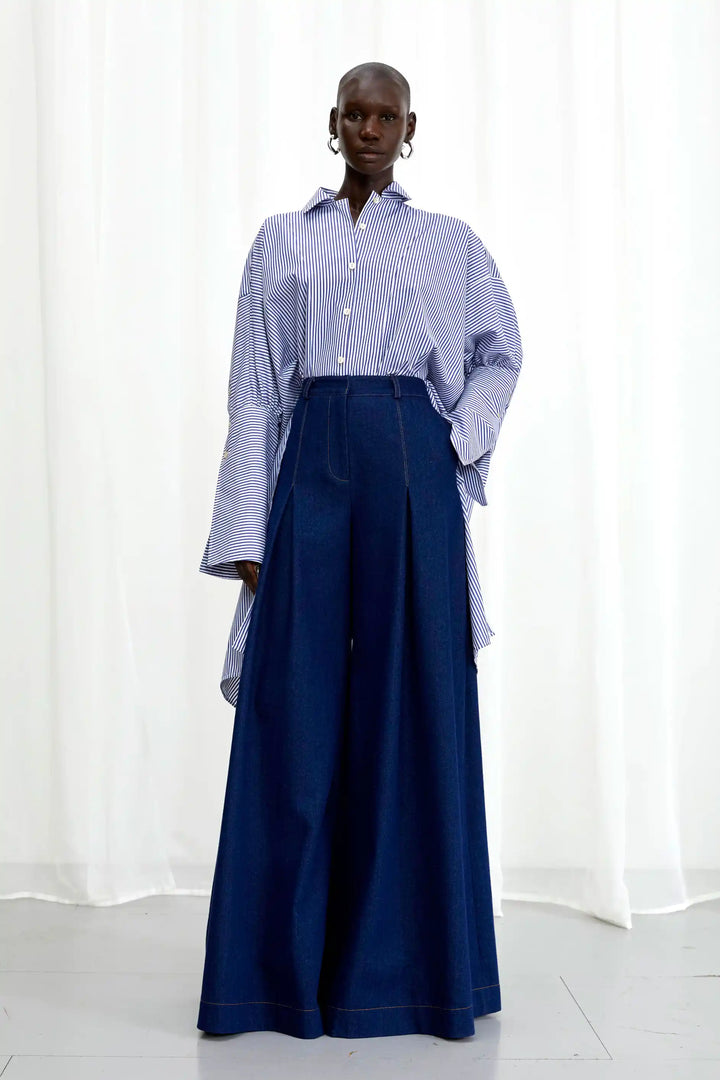 Emotive Shirt, blue striped cotton oversized shirt