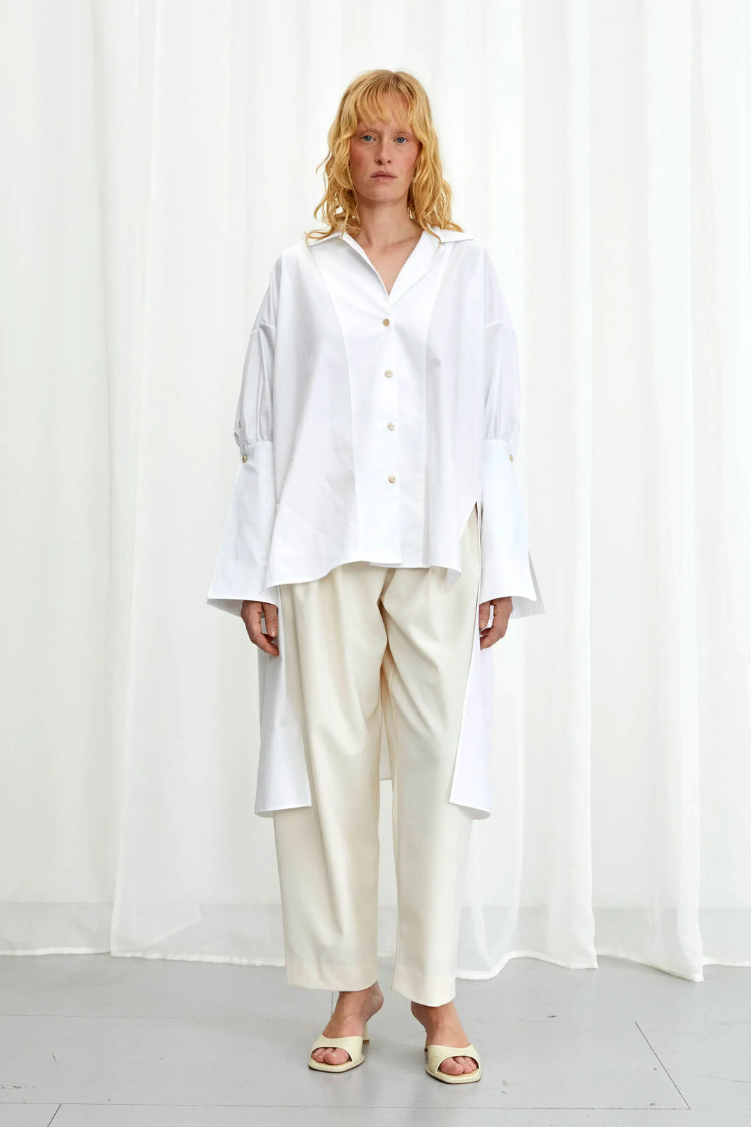 Emotive Shirt, white cotton oversized shirt