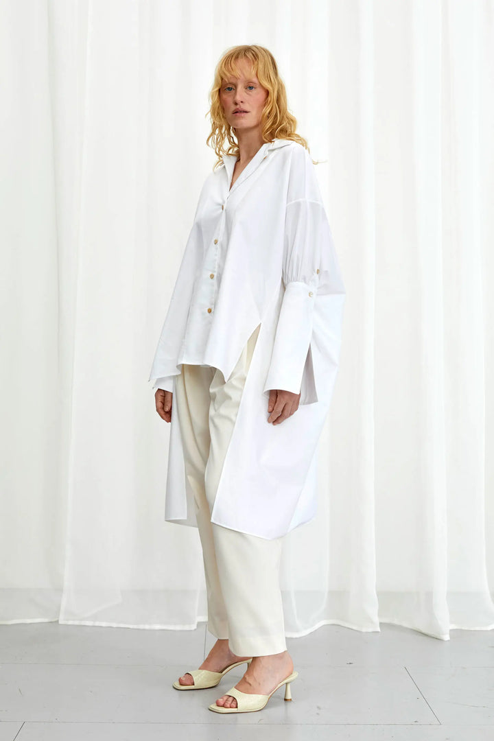 Emotive Shirt, white cotton oversized shirt