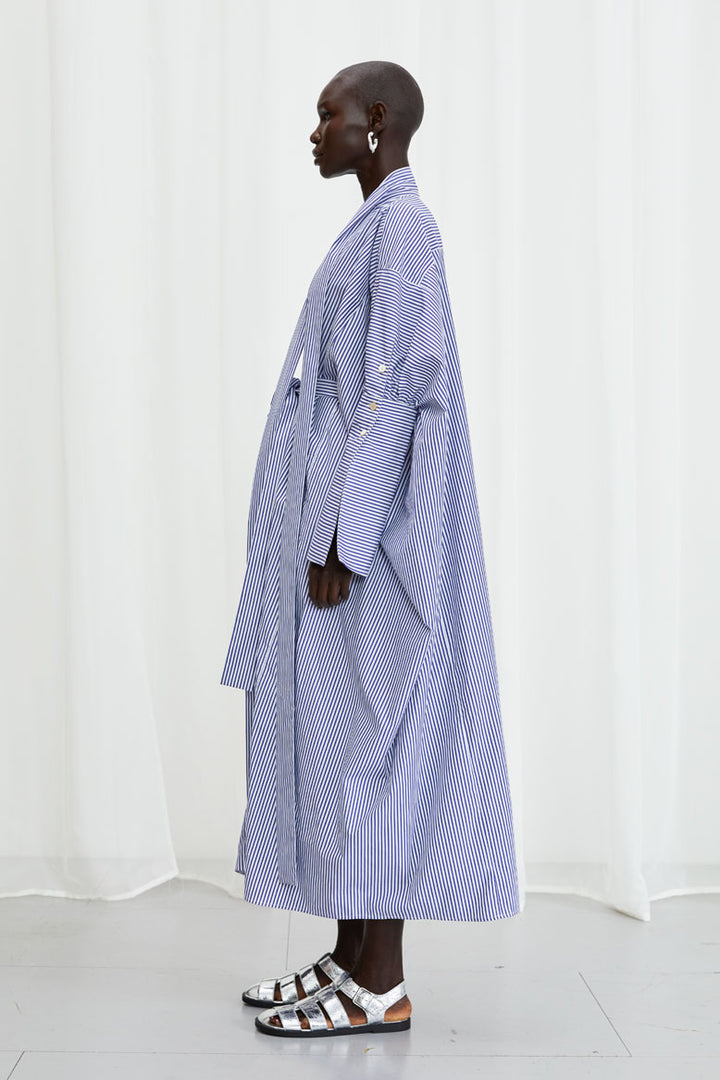 Emotive Dress, blue striped cotton oversized dress