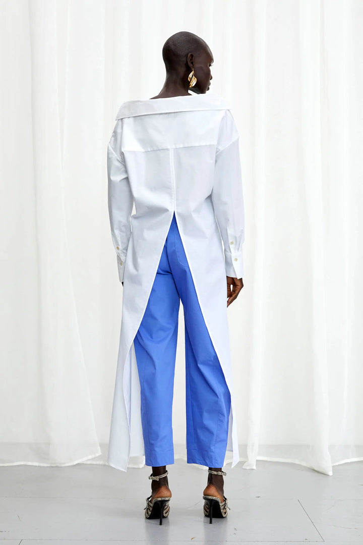 Enfold Shirt, white cotton self tie shirt