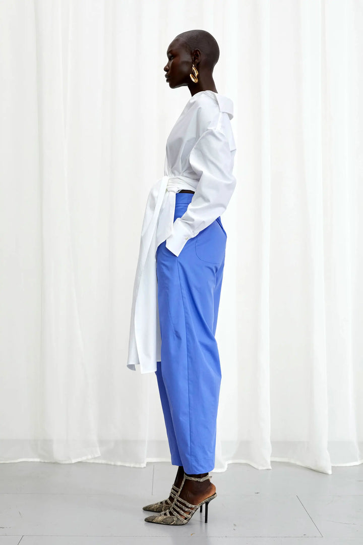 Enfold Shirt, white cotton self tie shirt