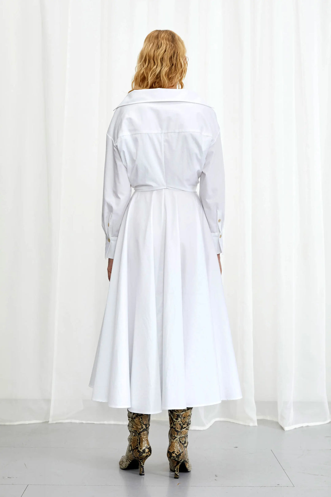 Enfold Dress, white cotton midi dress