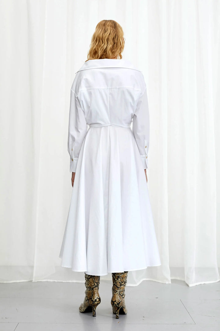 Enfold Dress, white cotton midi dress