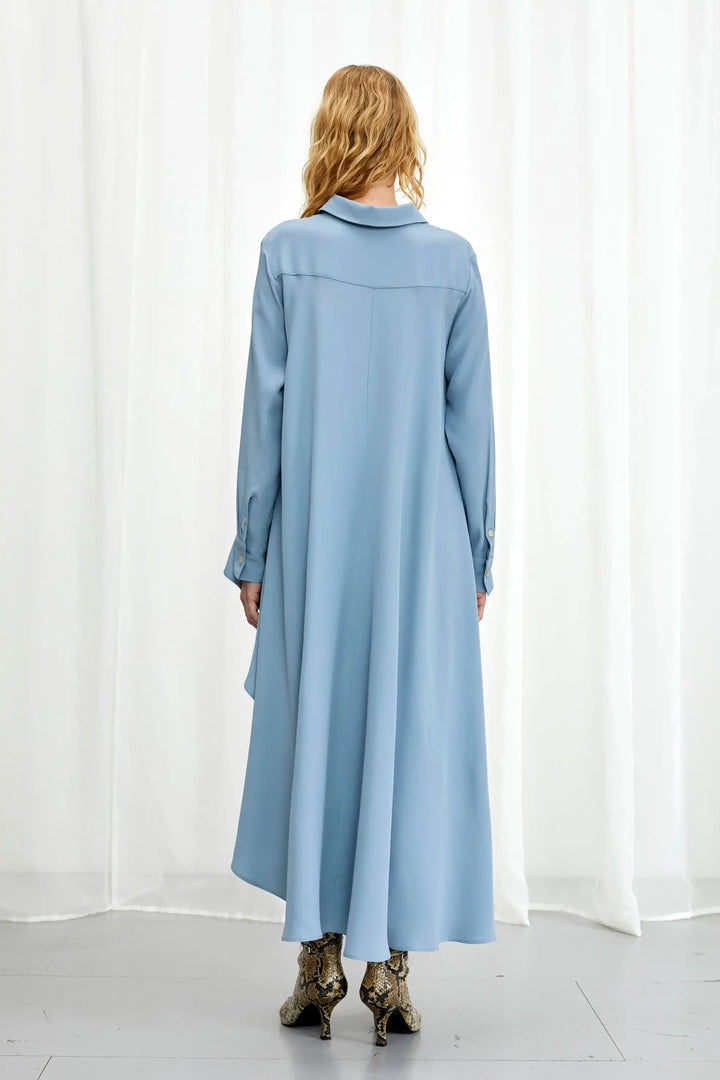 Super Shirt, dove blue crepe long back shirt