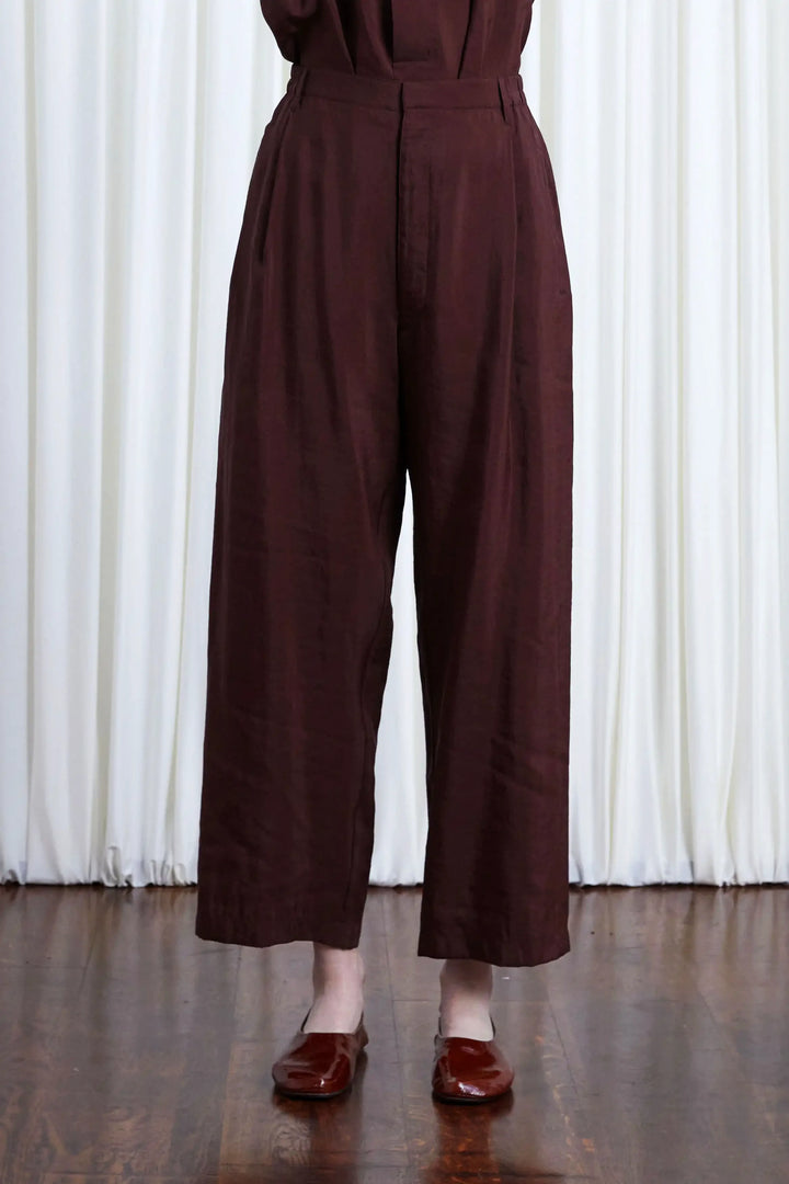 Sanctuary Trousers, oxblood habotai elastic back relaxed trouser