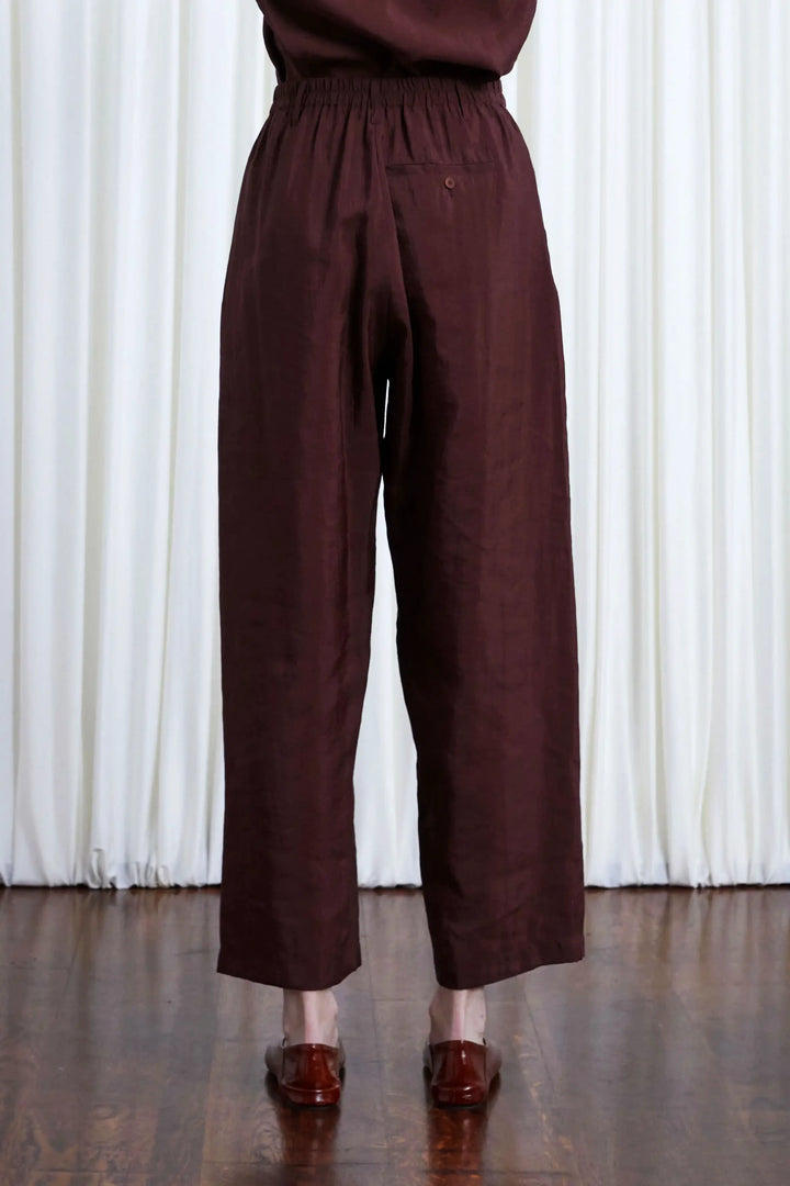 Sanctuary Trousers, oxblood habotai elastic back relaxed trouser