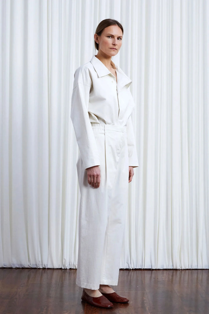 Sanctuary Trousers, ivory cotton elastic back relaxed trouser