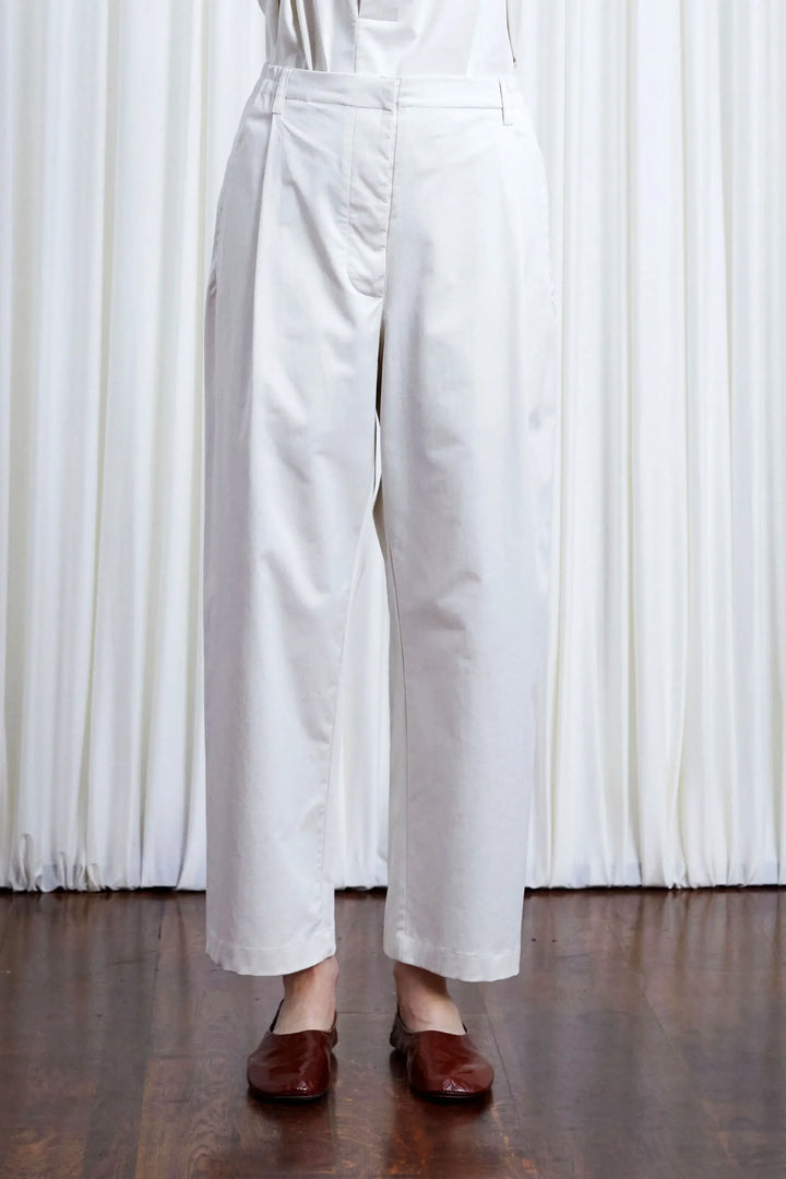 Sanctuary Trousers, ivory cotton elastic back relaxed trouser