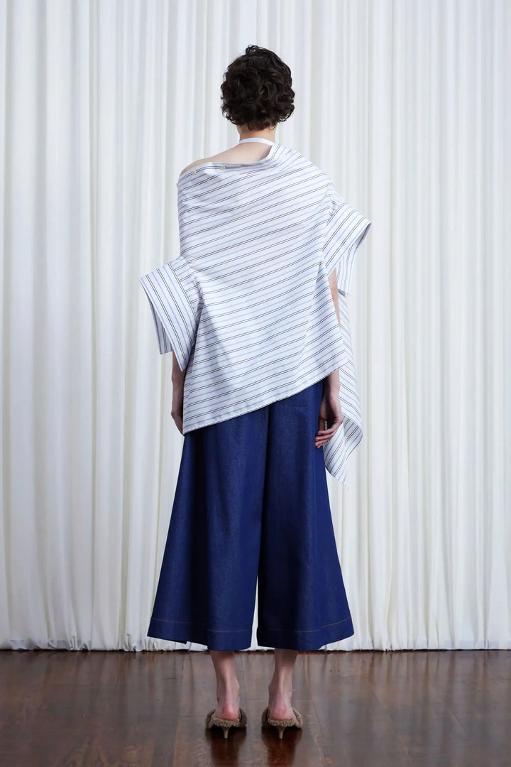 Haven Shirt, striped cotton off shoulder loose shirt
