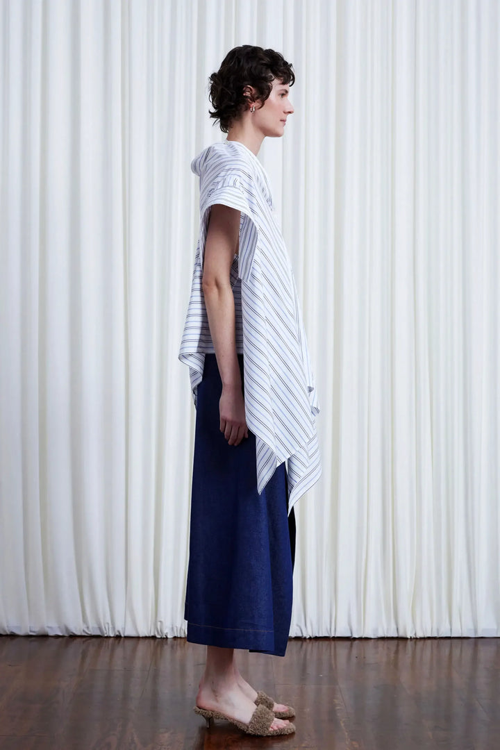 Haven Shirt, striped cotton off shoulder loose shirt