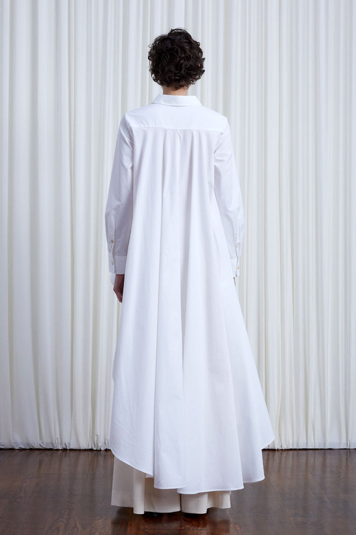 Super Shirt, white cotton long back shirt