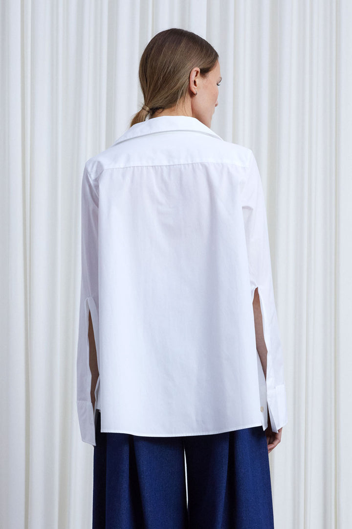 Reset Shirt, white cotton a-line shirt
