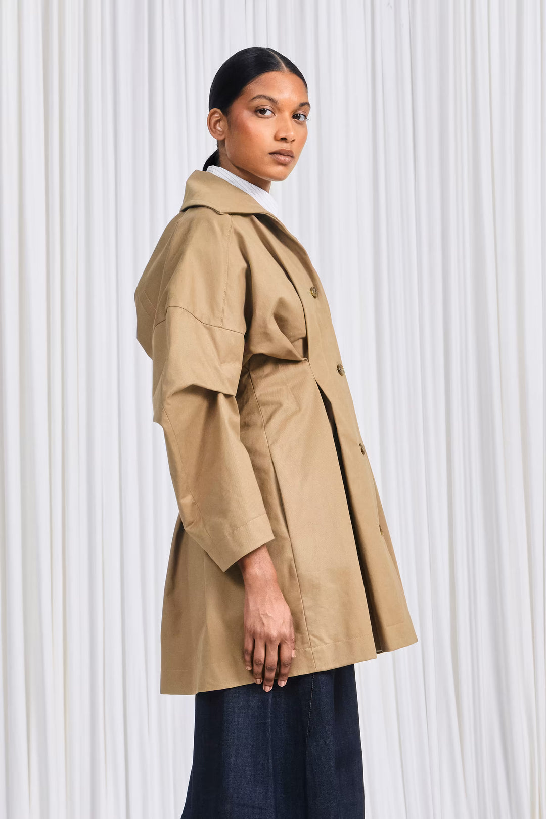 The Honesty Opens Coat in Camel Cotton Drill by palmer//harding, view 6