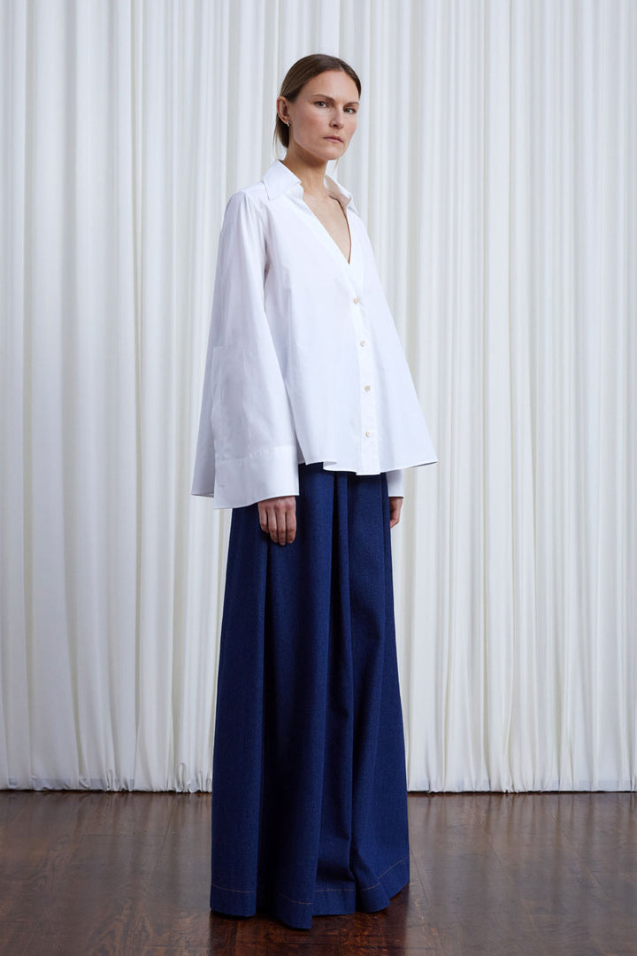 Reset Shirt, white cotton a-line shirt