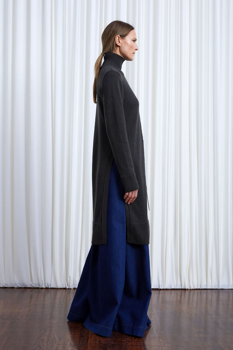 Lovers Jumper,  sage green wool long line jumper