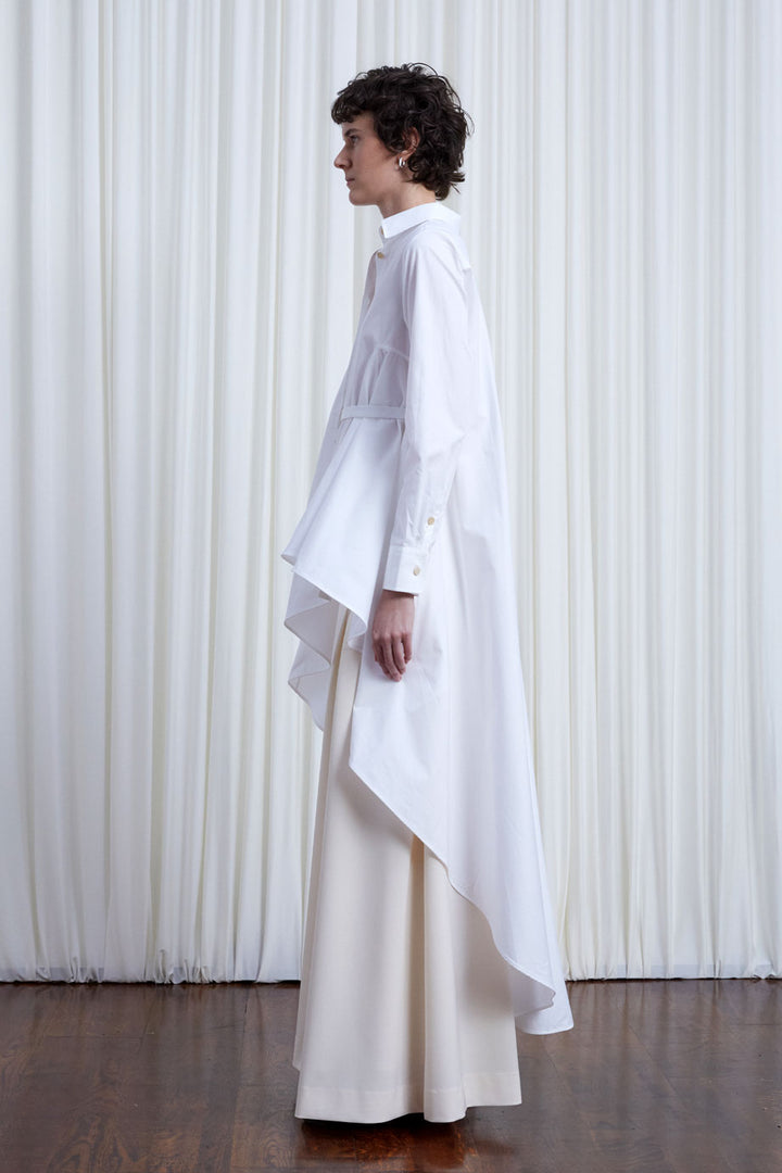 Super Shirt, white cotton long back shirt